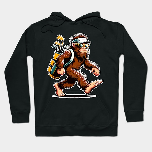 Funny Golf Novelty Sasquatch Bigfoot Golfing Hoodie by KsuAnn